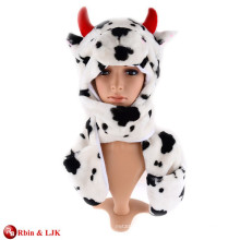 custom promotional lovely plush animal hat scarf glove